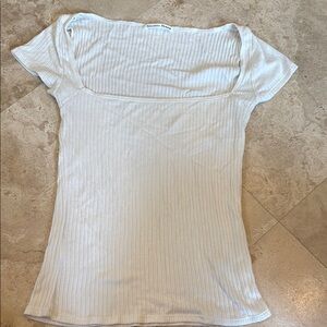 Reformation White Ribbed square neck Blouse